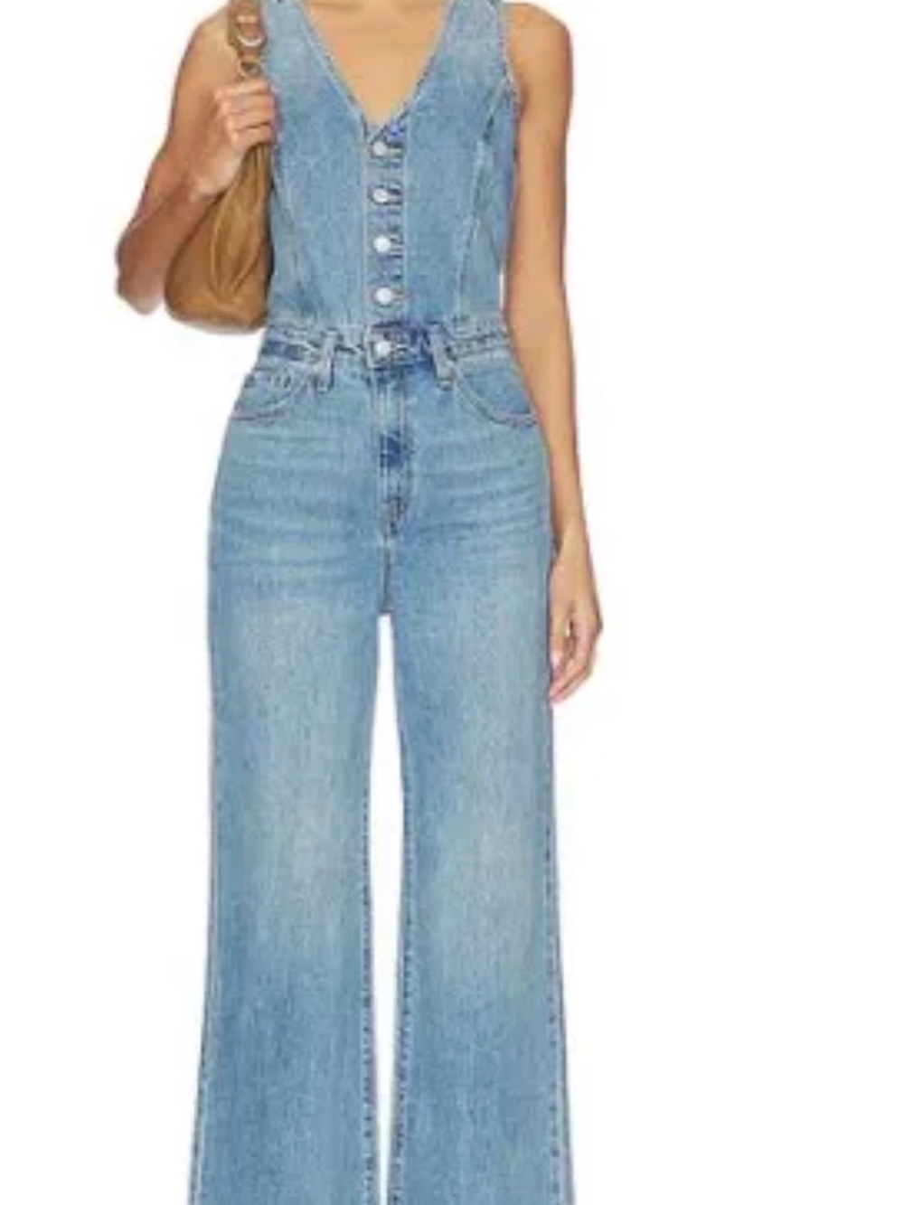 Levi's Light Blue Denim Button-Front Sleeveless Jumpsuit - Picture 10 of 12